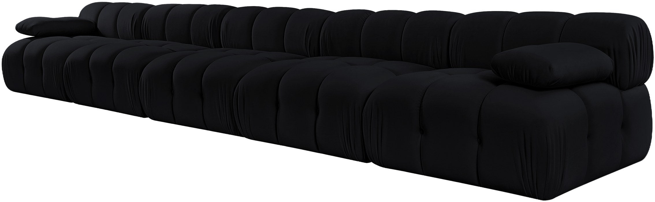 Meridian Furniture - Orin Black Velvet Performance Fabric Upholstered 5 pc. Sofa - 671Black-S5B - GreatFurnitureDeal