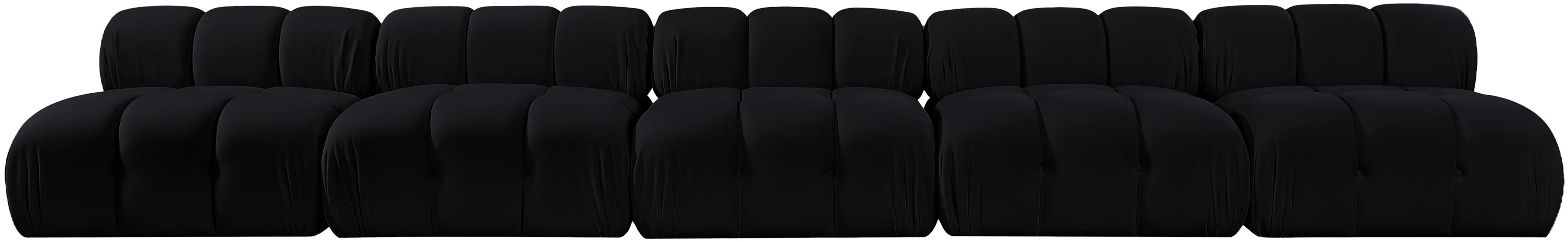 Meridian Furniture - Orin Black Velvet Performance Fabric Upholstered 5 pc. Sofa - 671Black-S5B - GreatFurnitureDeal