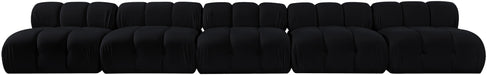 Meridian Furniture - Orin Black Velvet Performance Fabric Upholstered 5 pc. Sofa - 671Black-S5B - GreatFurnitureDeal