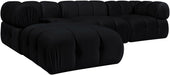 Meridian Furniture - Orin Black Velvet Performance Fabric Upholstered 4 pc. Sectional - 671Black-Sec4B - GreatFurnitureDeal