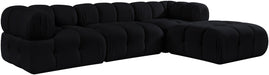 Meridian Furniture - Orin Black Velvet Performance Fabric Upholstered 4 pc. Sectional - 671Black-Sec4B - GreatFurnitureDeal