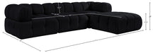 Meridian Furniture - Orin Black Velvet Performance Fabric Upholstered 4 pc. Sectional - 671Black-Sec4B - GreatFurnitureDeal