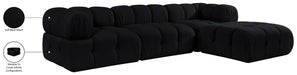Meridian Furniture - Orin Black Velvet Performance Fabric Upholstered 4 pc. Sectional - 671Black-Sec4B - GreatFurnitureDeal