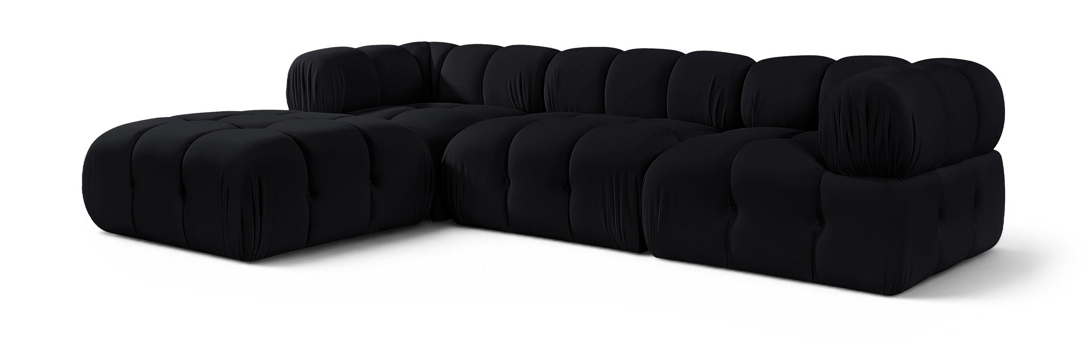 Meridian Furniture - Orin Black Velvet Performance Fabric Upholstered 4 pc. Sectional - 671Black-Sec4B - GreatFurnitureDeal