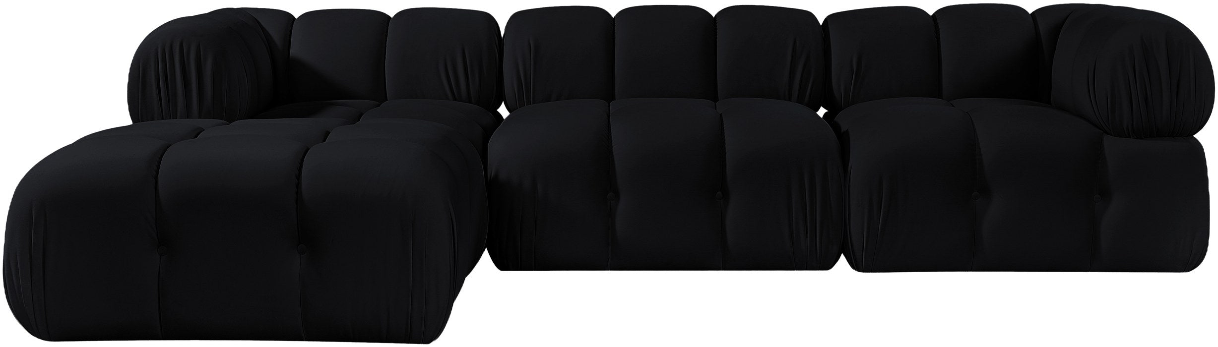 Meridian Furniture - Orin Black Velvet Performance Fabric Upholstered 4 pc. Sectional - 671Black-Sec4B - GreatFurnitureDeal