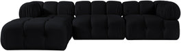 Meridian Furniture - Orin Black Velvet Performance Fabric Upholstered 4 pc. Sectional - 671Black-Sec4B - GreatFurnitureDeal