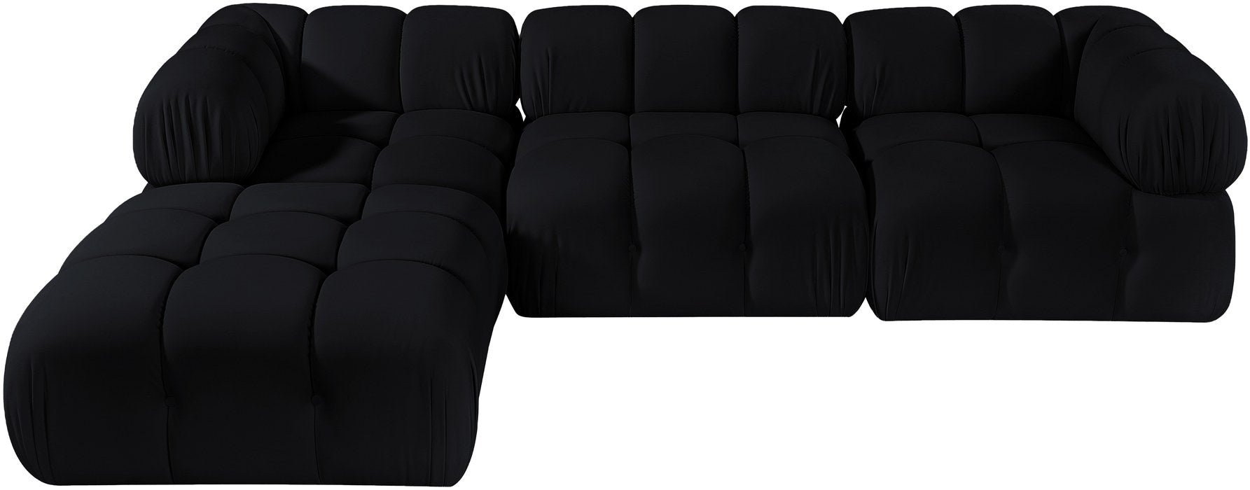 Meridian Furniture - Orin Black Velvet Performance Fabric Upholstered 4 pc. Sectional - 671Black-Sec4B - GreatFurnitureDeal