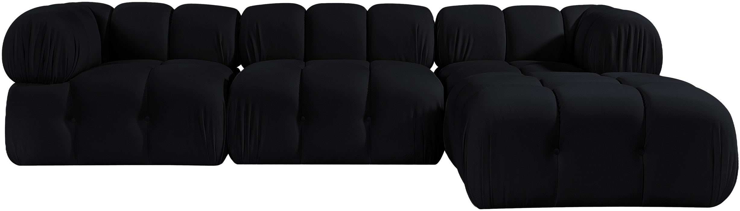 Meridian Furniture - Orin Black Velvet Performance Fabric Upholstered 4 pc. Sectional - 671Black-Sec4B - GreatFurnitureDeal