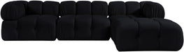 Meridian Furniture - Orin Black Velvet Performance Fabric Upholstered 4 pc. Sectional - 671Black-Sec4B - GreatFurnitureDeal