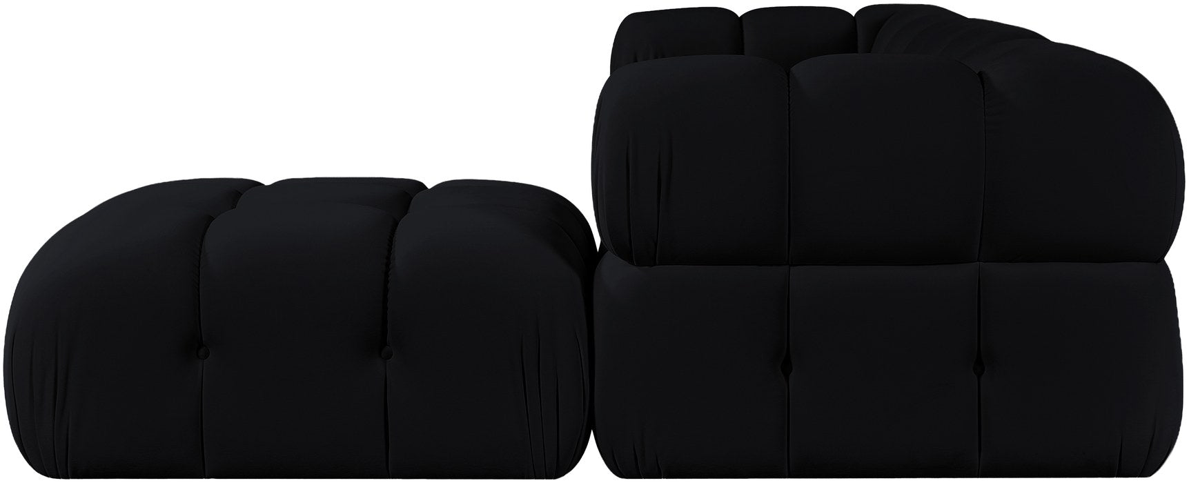 Meridian Furniture - Orin Black Velvet Performance Fabric Upholstered 4 pc. Sectional - 671Black-Sec4B - GreatFurnitureDeal