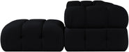 Meridian Furniture - Orin Black Velvet Performance Fabric Upholstered 4 pc. Sectional - 671Black-Sec4B - GreatFurnitureDeal