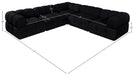 Meridian Furniture - Orin Black Velvet Performance Fabric Upholstered 5 pc. Sectional - 671Black-Sec5D - GreatFurnitureDeal
