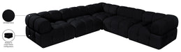 Meridian Furniture - Orin Black Velvet Performance Fabric Upholstered 5 pc. Sectional - 671Black-Sec5D - GreatFurnitureDeal