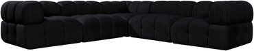Meridian Furniture - Orin Black Velvet Performance Fabric Upholstered 5 pc. Sectional - 671Black-Sec5D - GreatFurnitureDeal