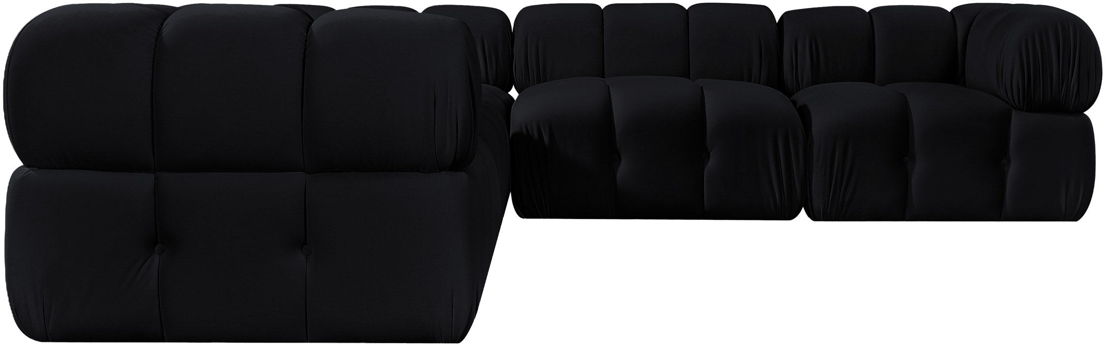 Meridian Furniture - Orin Black Velvet Performance Fabric Upholstered 5 pc. Sectional - 671Black-Sec5D - GreatFurnitureDeal