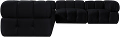 Meridian Furniture - Orin Black Velvet Performance Fabric Upholstered 5 pc. Sectional - 671Black-Sec5D - GreatFurnitureDeal