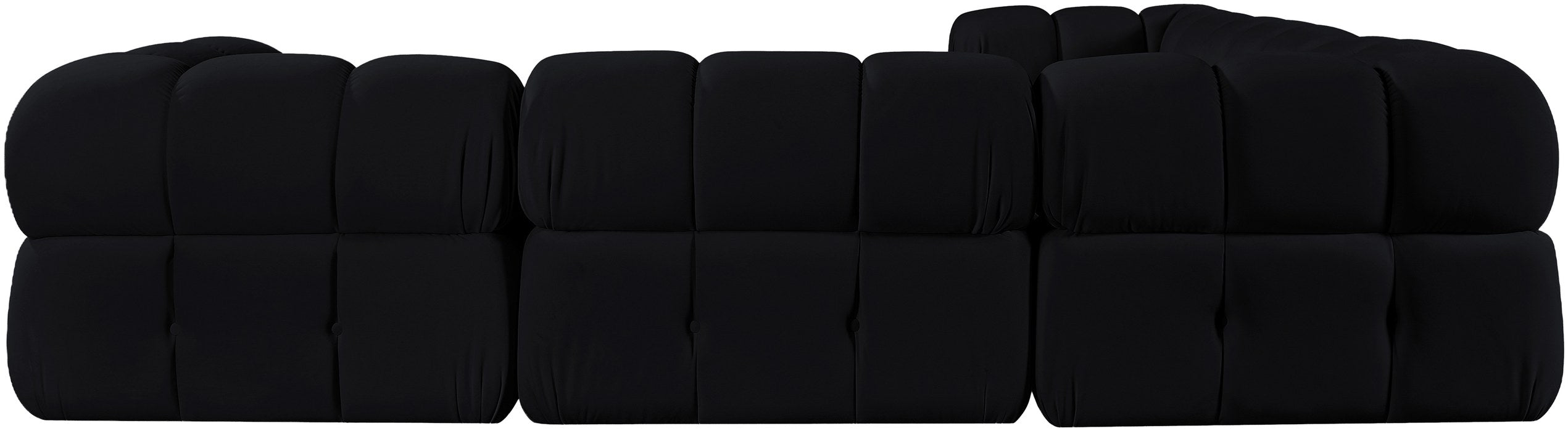 Meridian Furniture - Orin Black Velvet Performance Fabric Upholstered 5 pc. Sectional - 671Black-Sec5D - GreatFurnitureDeal