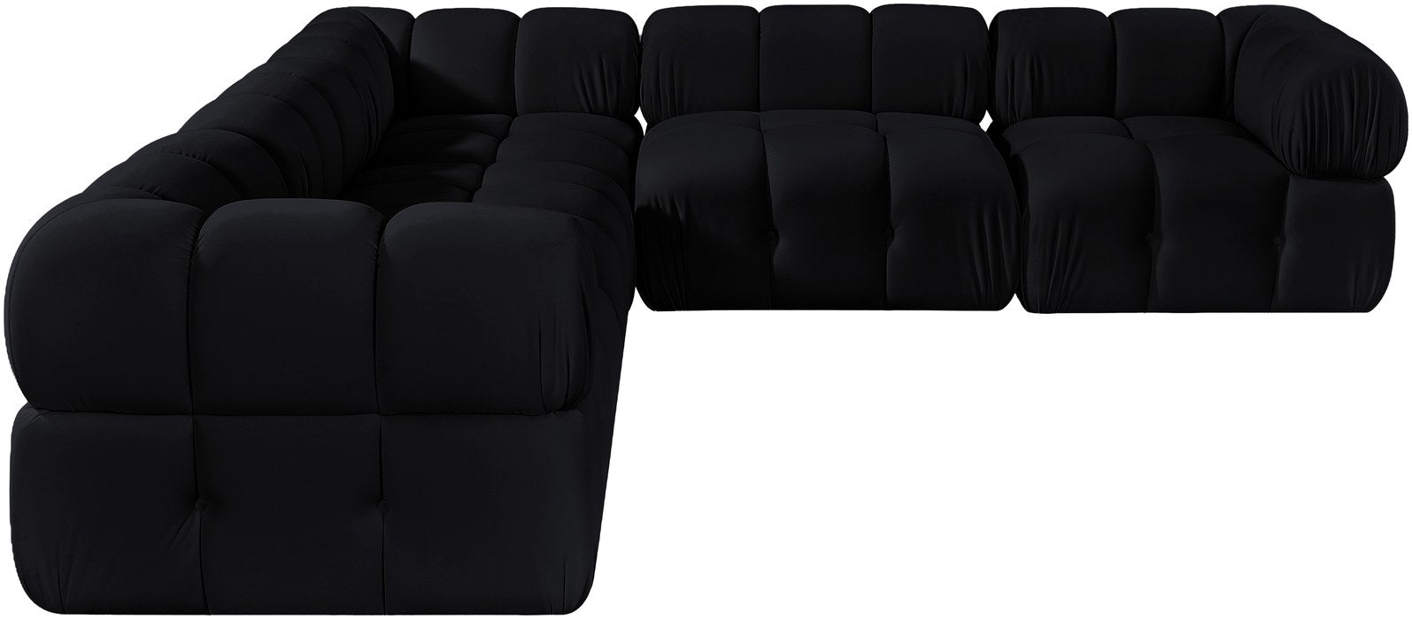 Meridian Furniture - Orin Black Velvet Performance Fabric Upholstered 5 pc. Sectional - 671Black-Sec5D - GreatFurnitureDeal