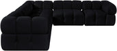 Meridian Furniture - Orin Black Velvet Performance Fabric Upholstered 5 pc. Sectional - 671Black-Sec5D - GreatFurnitureDeal