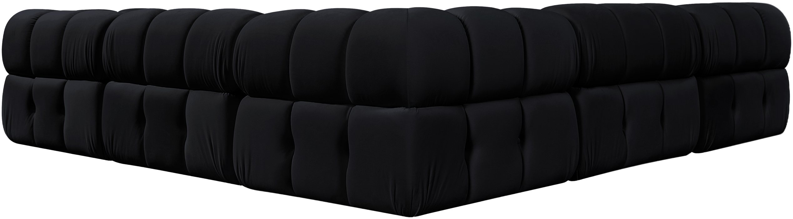 Meridian Furniture - Orin Black Velvet Performance Fabric Upholstered 5 pc. Sectional - 671Black-Sec5D - GreatFurnitureDeal