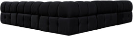 Meridian Furniture - Orin Black Velvet Performance Fabric Upholstered 5 pc. Sectional - 671Black-Sec5D - GreatFurnitureDeal