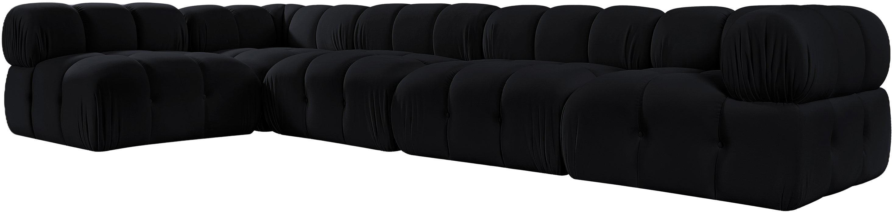 Meridian Furniture - Orin Black Velvet Performance Fabric Upholstered 5 pc. Sectional - 671Black-Sec5E - GreatFurnitureDeal