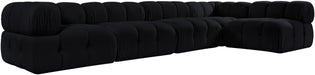 Meridian Furniture - Orin Black Velvet Performance Fabric Upholstered 5 pc. Sectional - 671Black-Sec5E - GreatFurnitureDeal