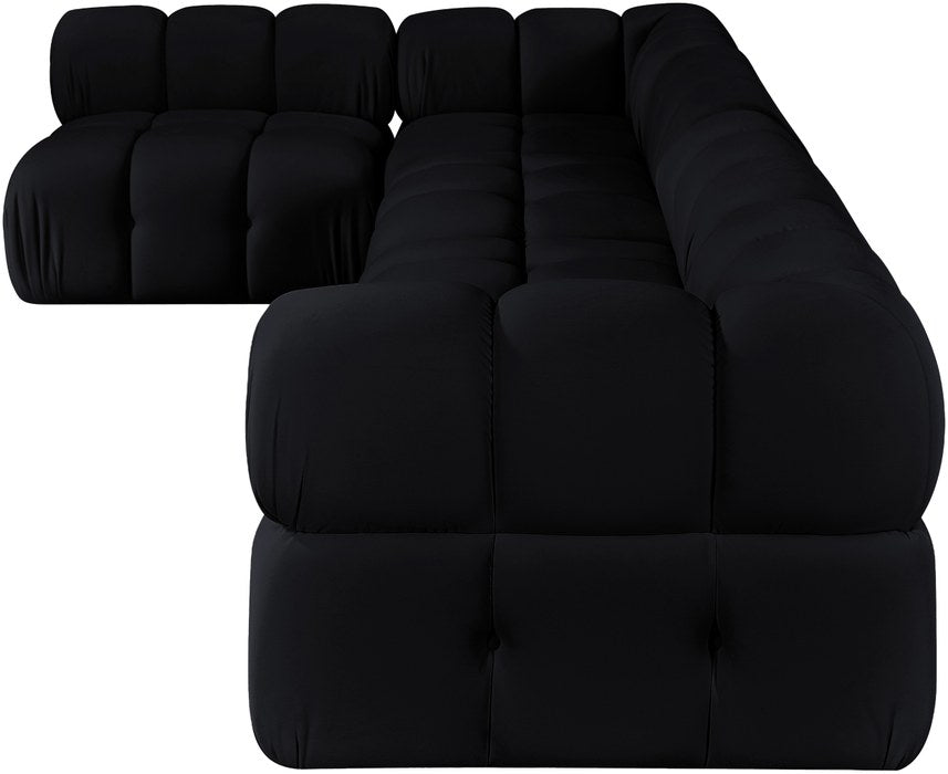 Meridian Furniture - Orin Black Velvet Performance Fabric Upholstered 5 pc. Sectional - 671Black-Sec5E - GreatFurnitureDeal