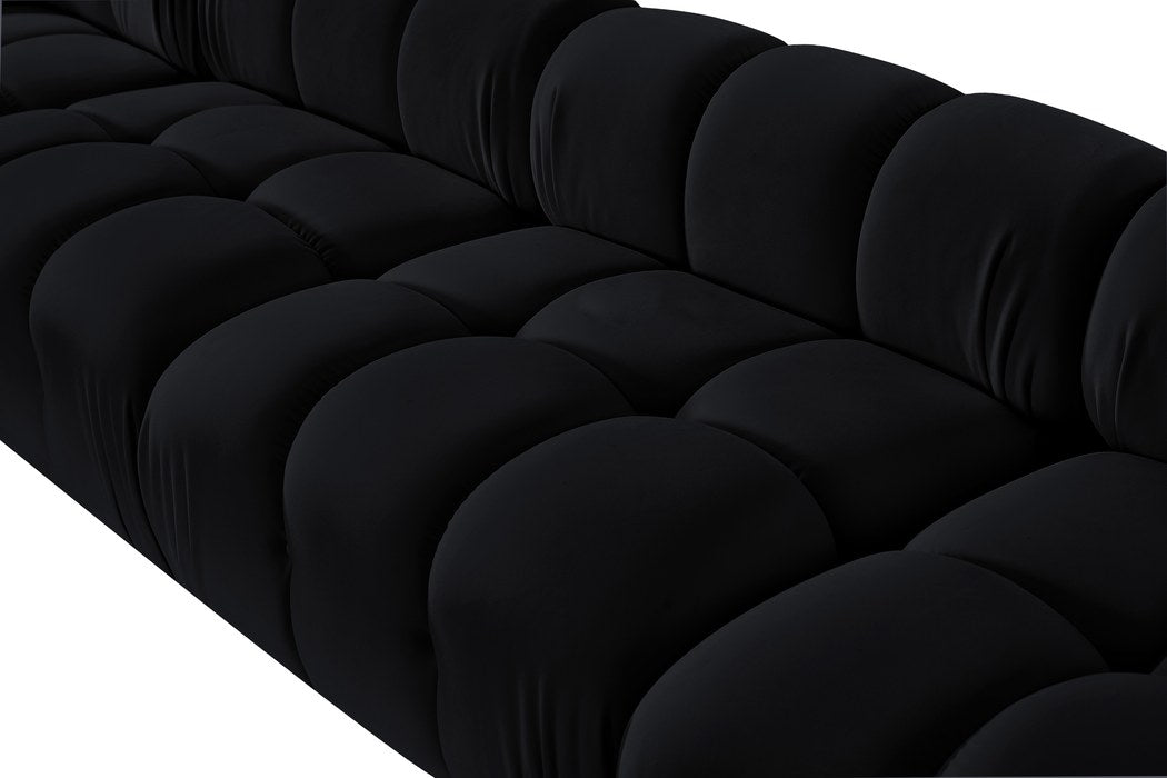 Meridian Furniture - Orin Black Velvet Performance Fabric Upholstered 5 pc. Sectional - 671Black-Sec5E - GreatFurnitureDeal