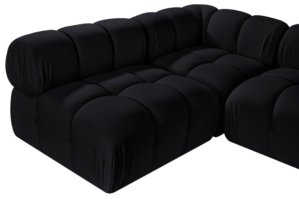 Meridian Furniture - Orin Black Velvet Performance Fabric Upholstered 5 pc. Sectional - 671Black-Sec5E - GreatFurnitureDeal