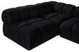 Meridian Furniture - Orin Black Velvet Performance Fabric Upholstered 5 pc. Sectional - 671Black-Sec5E - GreatFurnitureDeal