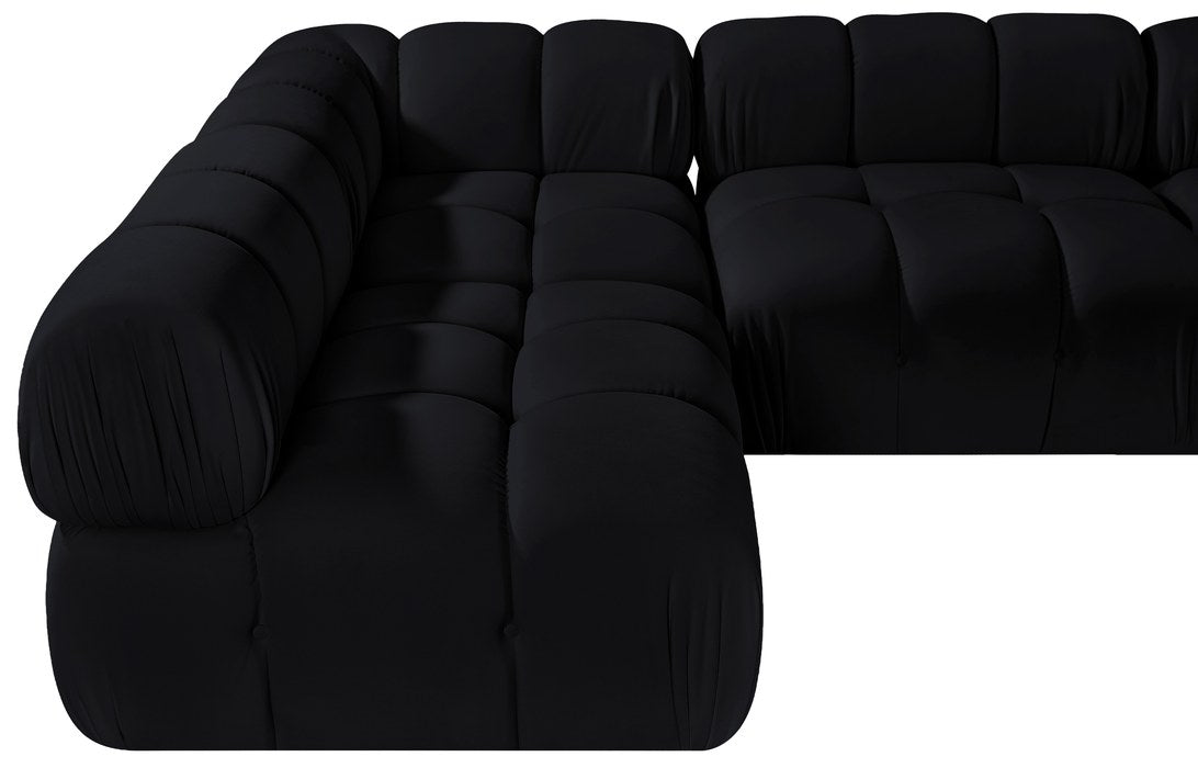 Meridian Furniture - Orin Black Velvet Performance Fabric Upholstered 5 pc. Sectional - 671Black-Sec5E - GreatFurnitureDeal