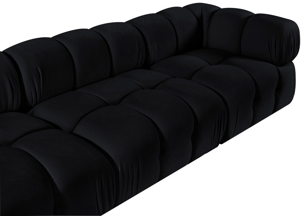 Meridian Furniture - Orin Black Velvet Performance Fabric Upholstered 5 pc. Sectional - 671Black-Sec5E - GreatFurnitureDeal