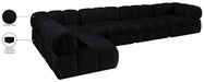 Meridian Furniture - Orin Black Velvet Performance Fabric Upholstered 5 pc. Sectional - 671Black-Sec5E - GreatFurnitureDeal