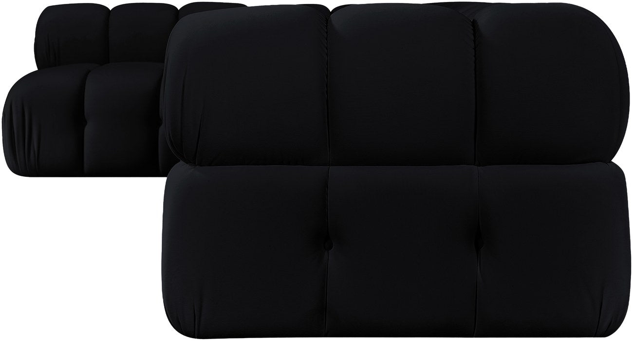 Meridian Furniture - Orin Black Velvet Performance Fabric Upholstered 5 pc. Sectional - 671Black-Sec5E - GreatFurnitureDeal