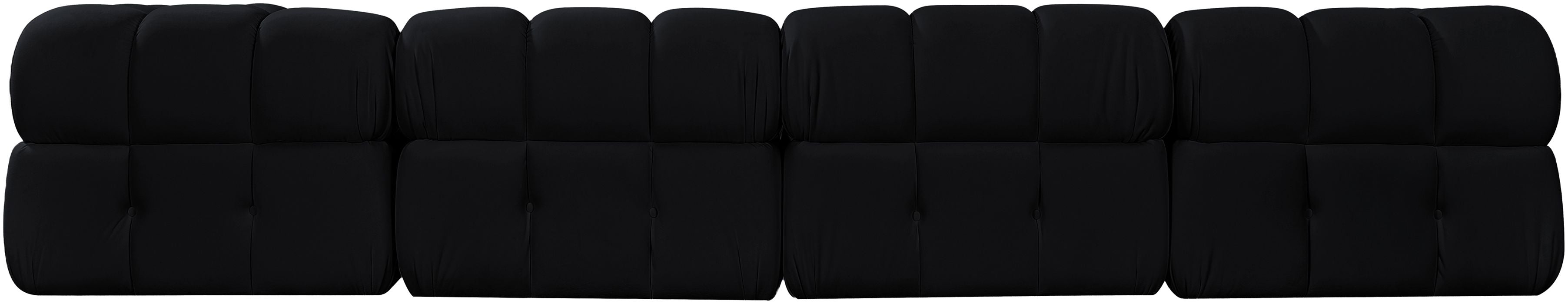 Meridian Furniture - Orin Black Velvet Performance Fabric Upholstered 5 pc. Sectional - 671Black-Sec5E - GreatFurnitureDeal