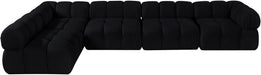 Meridian Furniture - Orin Black Velvet Performance Fabric Upholstered 5 pc. Sectional - 671Black-Sec5E - GreatFurnitureDeal