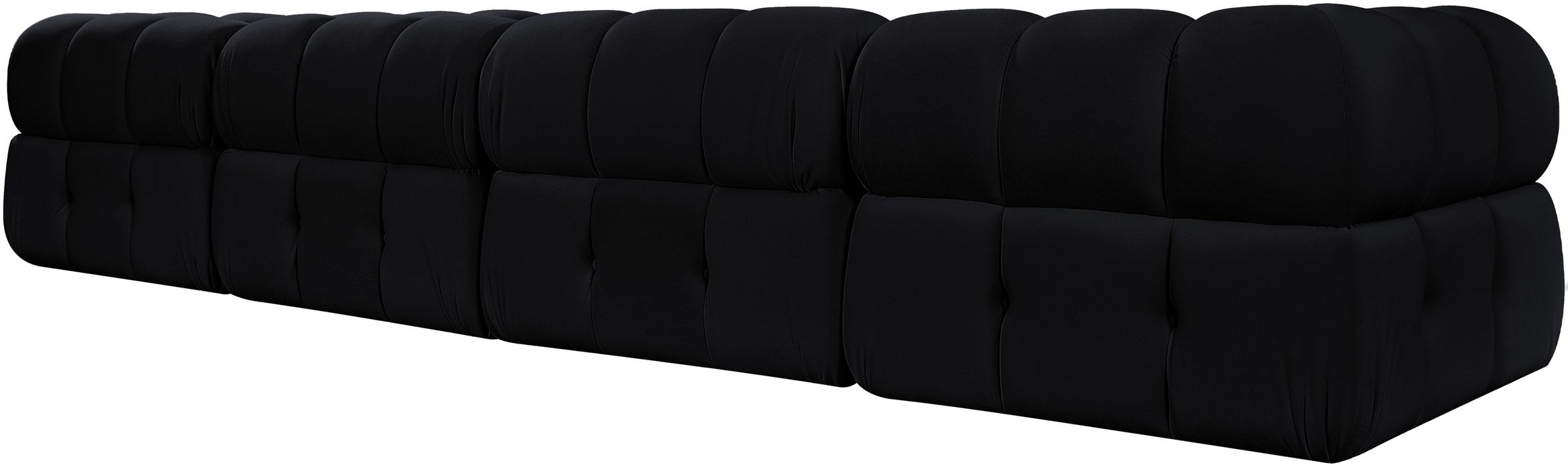 Meridian Furniture - Orin Black Velvet Performance Fabric Upholstered 5 pc. Sectional - 671Black-Sec5E - GreatFurnitureDeal