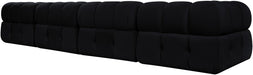 Meridian Furniture - Orin Black Velvet Performance Fabric Upholstered 5 pc. Sectional - 671Black-Sec5E - GreatFurnitureDeal