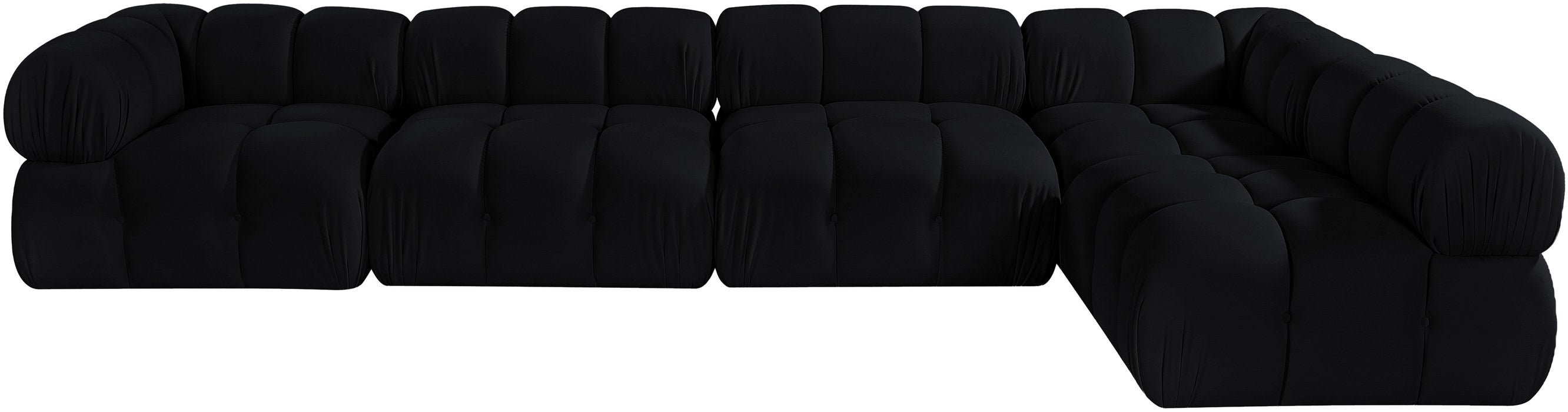 Meridian Furniture - Orin Black Velvet Performance Fabric Upholstered 5 pc. Sectional - 671Black-Sec5E - GreatFurnitureDeal