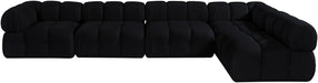 Meridian Furniture - Orin Black Velvet Performance Fabric Upholstered 5 pc. Sectional - 671Black-Sec5E - GreatFurnitureDeal