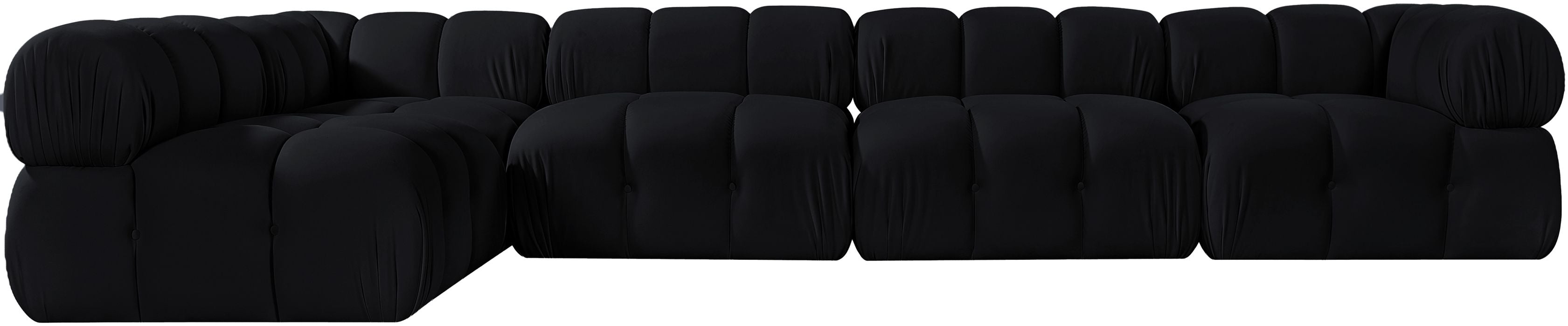 Meridian Furniture - Orin Black Velvet Performance Fabric Upholstered 5 pc. Sectional - 671Black-Sec5E - GreatFurnitureDeal
