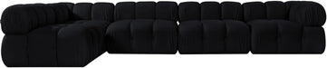 Meridian Furniture - Orin Black Velvet Performance Fabric Upholstered 5 pc. Sectional - 671Black-Sec5E - GreatFurnitureDeal