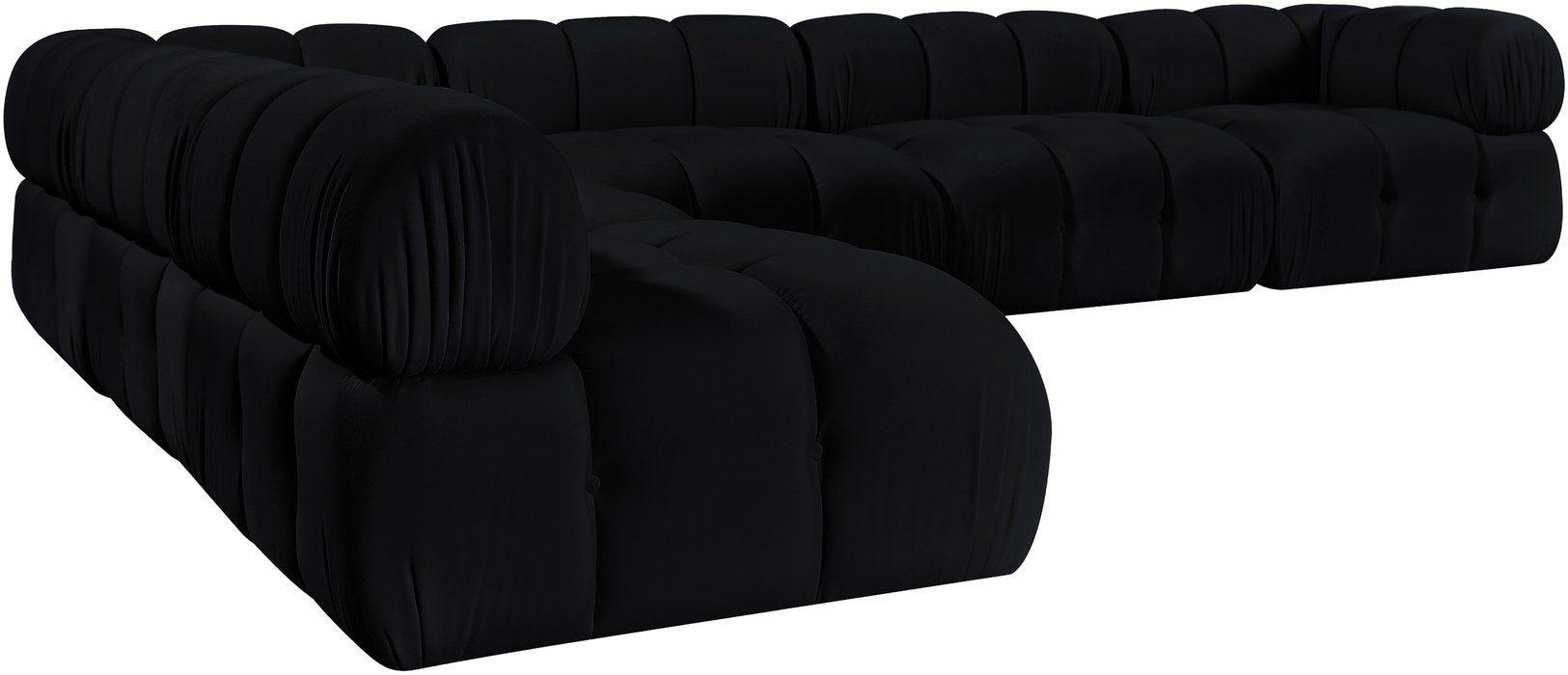 Meridian Furniture - Orin Black Velvet Performance Fabric Upholstered 6 pc. Sectional - 671Black-Sec6B - GreatFurnitureDeal