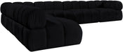 Meridian Furniture - Orin Black Velvet Performance Fabric Upholstered 6 pc. Sectional - 671Black-Sec6B - GreatFurnitureDeal
