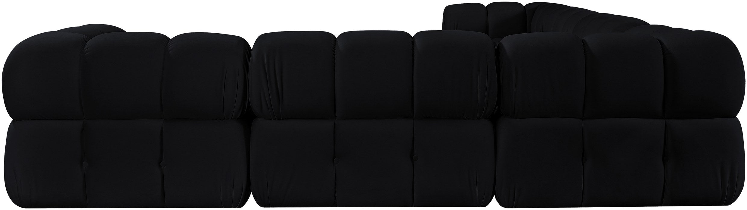 Meridian Furniture - Orin Black Velvet Performance Fabric Upholstered 6 pc. Sectional - 671Black-Sec6B - GreatFurnitureDeal