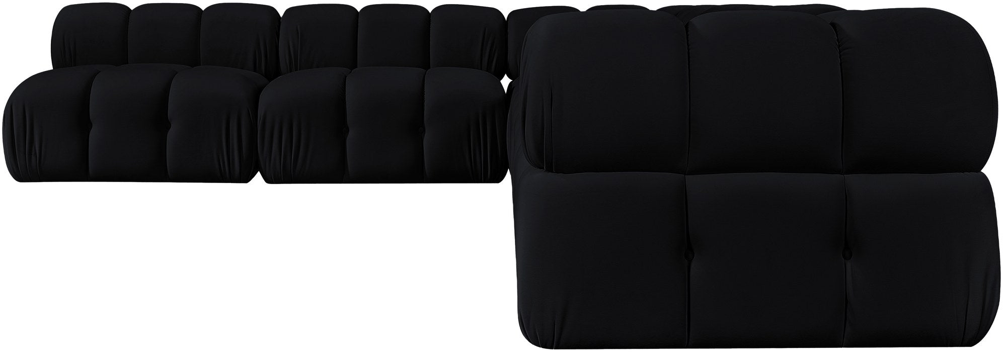 Meridian Furniture - Orin Black Velvet Performance Fabric Upholstered 6 pc. Sectional - 671Black-Sec6B - GreatFurnitureDeal