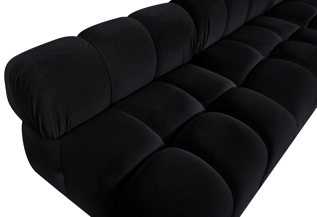 Meridian Furniture - Orin Black Velvet Performance Fabric Upholstered 6 pc. Sectional - 671Black-Sec6B - GreatFurnitureDeal