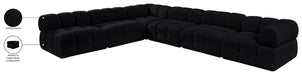 Meridian Furniture - Orin Black Velvet Performance Fabric Upholstered 6 pc. Sectional - 671Black-Sec6B - GreatFurnitureDeal