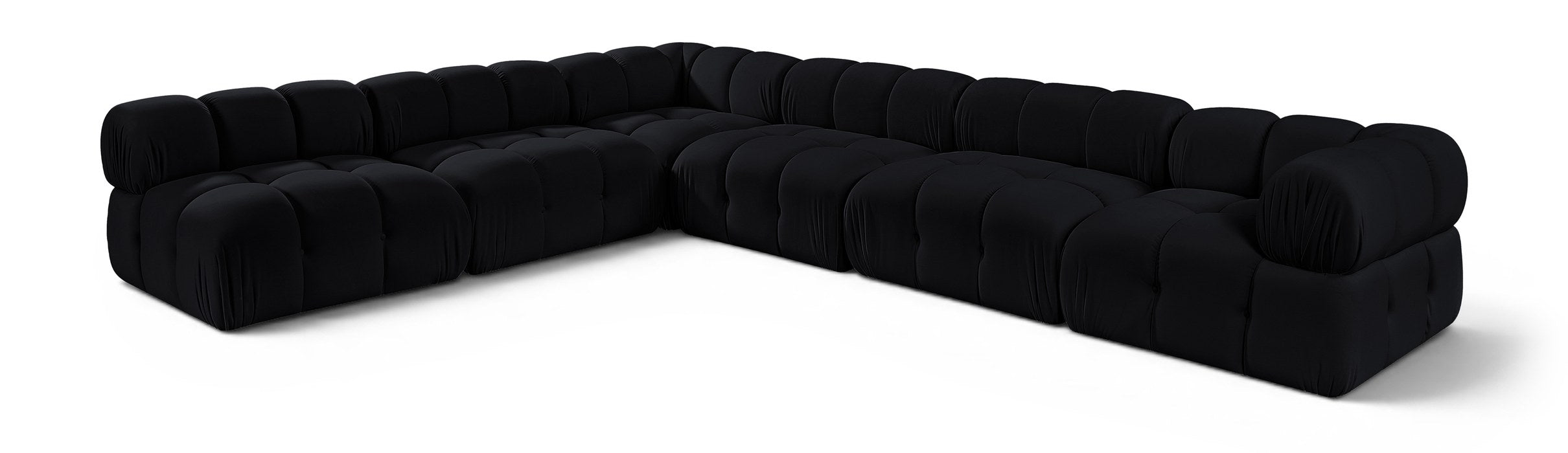 Meridian Furniture - Orin Black Velvet Performance Fabric Upholstered 6 pc. Sectional - 671Black-Sec6B - GreatFurnitureDeal